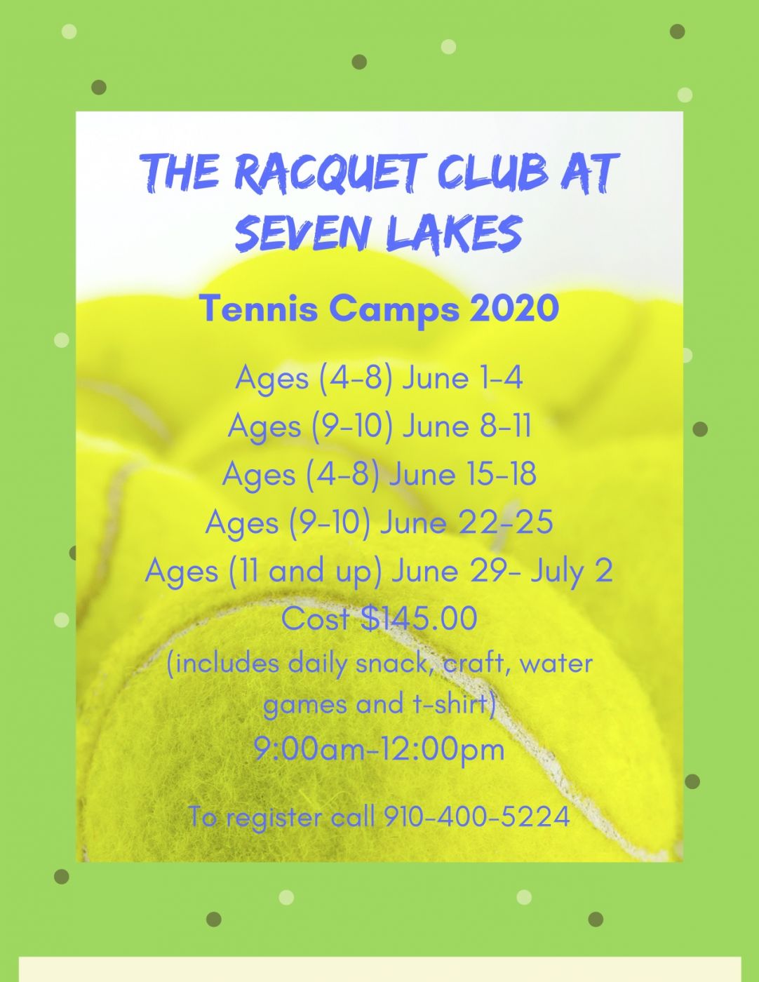 Tennis Summer Camp Moore County NC