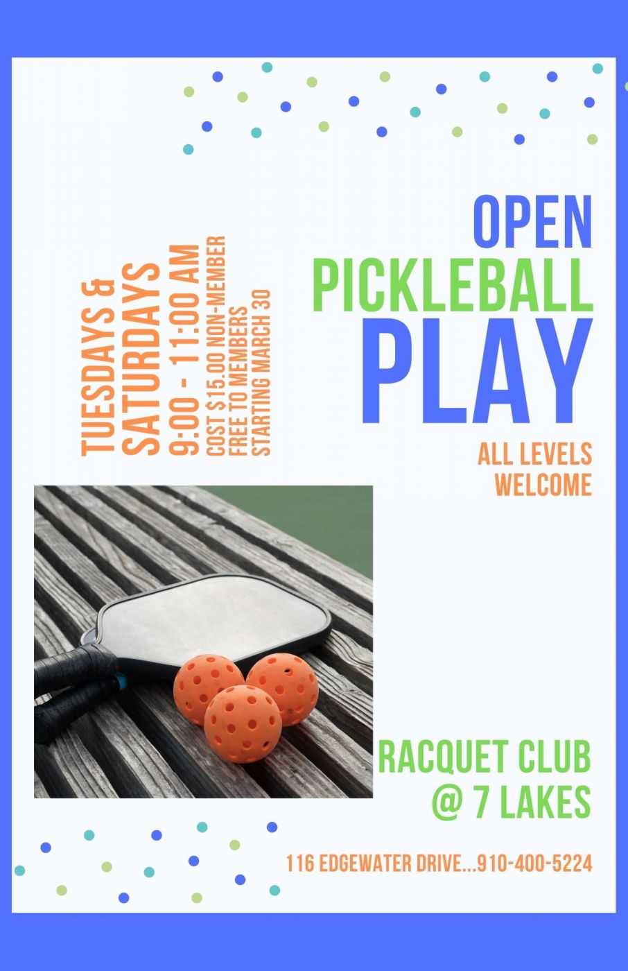 Open Pickle Ball Play