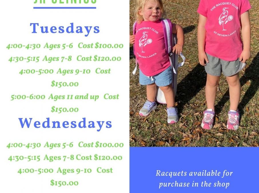 Junior Clinics – Tue & Wed – Sep 14 – Nov 8