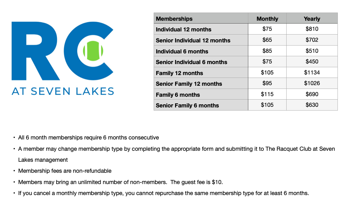 Tennis Membership Rates